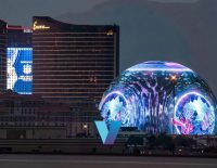The Sphere on display in downtown Las Vegas